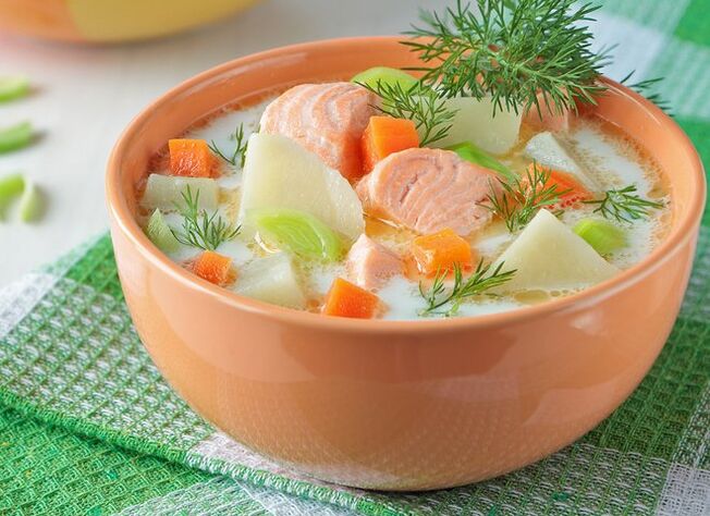 Norwegische Lachssuppe für Abnehmwillige mit der Dukan-Diät in der „Wechsel- oder „Fixierungs-Phase
